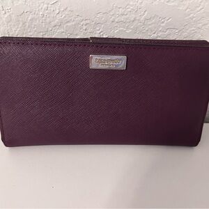 Kate Spade Stacy Laurel Way Saffiano Plum Leather Card Wallet